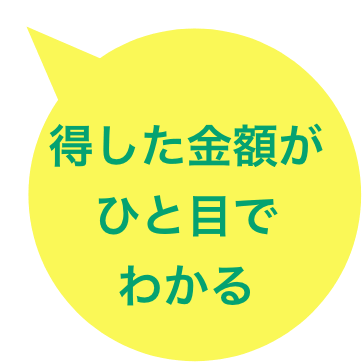 得した金額がひと目でわかる
