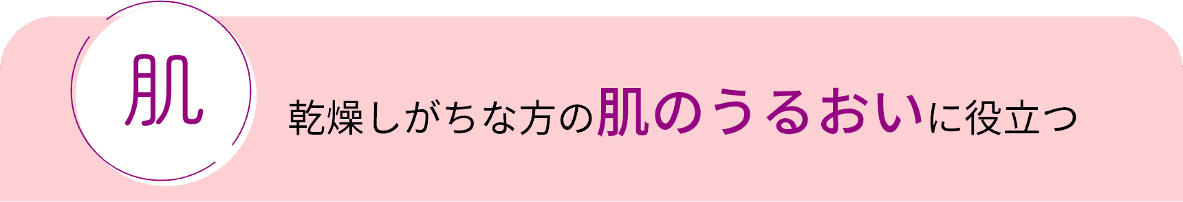 肌：肌が乾燥しがちな方の肌のうるおいに役立つ