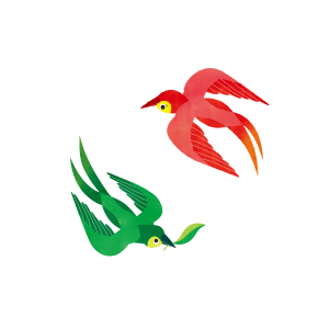 赤い鳥と緑の鳥