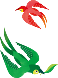 赤い鳥と緑の鳥