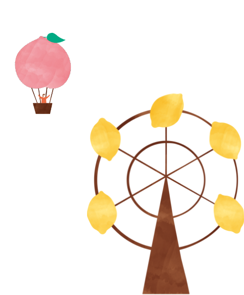 桃の気球とレモンの観覧車