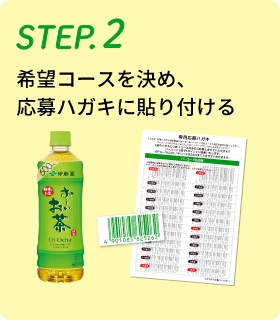 STEP.2希望コースを決め、応募ハガキに貼り付ける