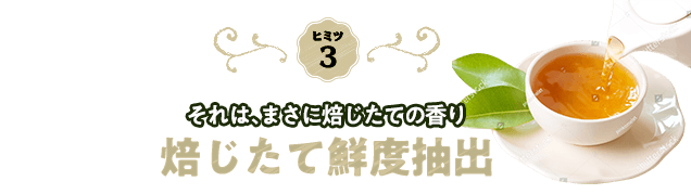 ヒミツ3　それは、まさに焙じたての香り　焙じたて鮮度抽出