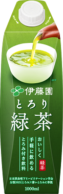 とろり緑茶 紙パック 1000ml 屋根型キャップ付容器