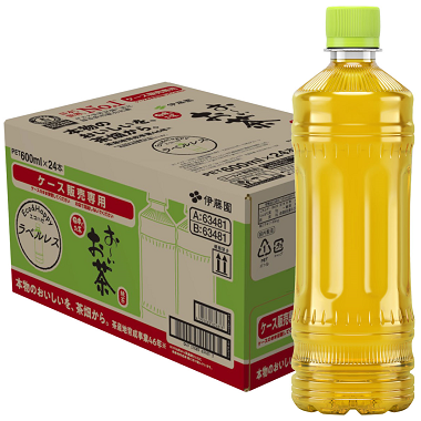 お～いお茶 緑茶 ラベルレス PET 600ml（24本入りケース販売品）