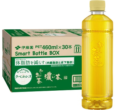 お～いお茶 濃い茶 ラベルレス PET 460ml（30本入りケース販売品）