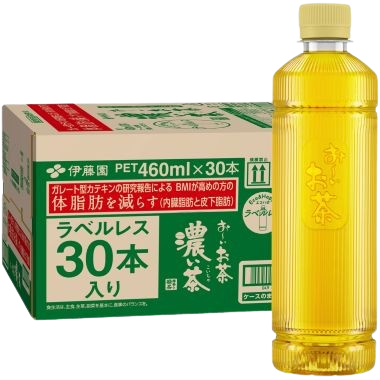 お～いお茶 濃い茶 ラベルレス PET 460ml（30本入りケース販売品）