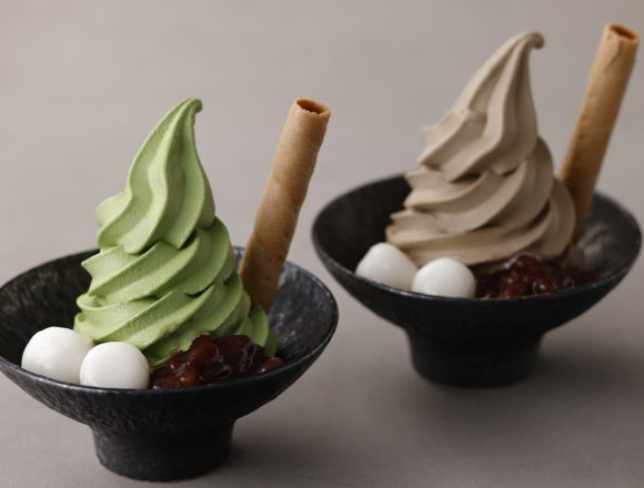 白玉あずきソフトクリーム（抹茶/ほうじ茶/抹茶&ほうじ茶）