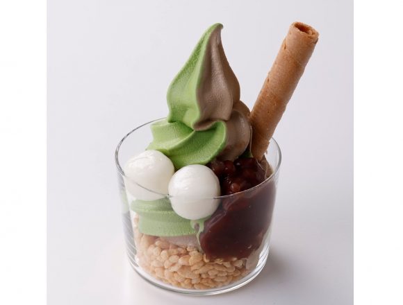 抹茶＆ほうじ茶白玉あずきソフトクリーム