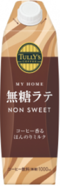 TULLY’S COFFEE MY HOME 無糖ラテ 紙パック 1000ml 屋根型キャップ付容器