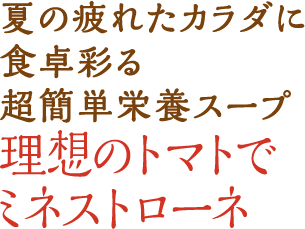 夏の疲れたカラダに食卓彩る超簡単栄養スープ 理想のトマトでミネストローネ