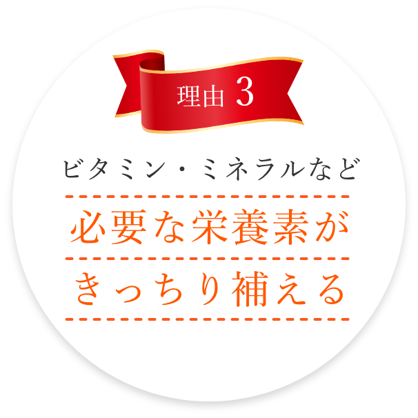 理由3 ビタミン・ミネラルなど必要な栄養素がきっちり補える